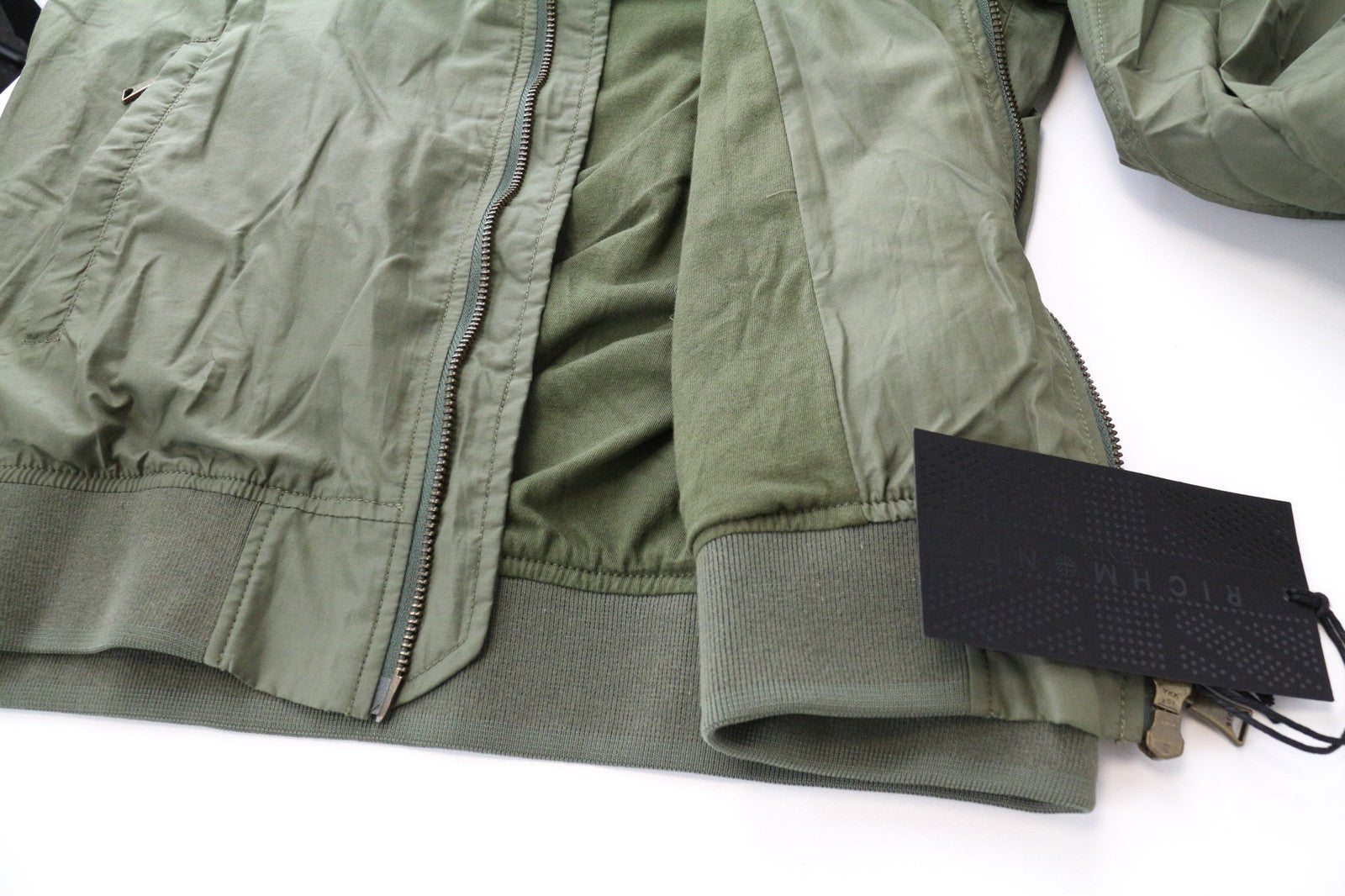 RICHMOND Men's Jacket 48 Green Lightweight Single-Breasted Zipped Long