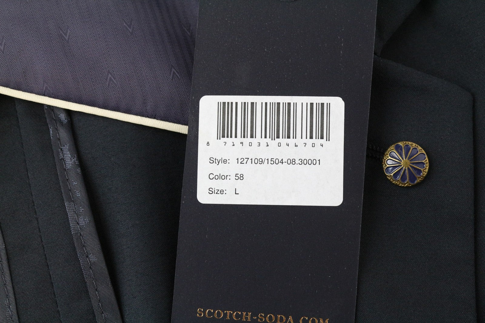 SCOTCH & SODA Ams Couture Men's Blazer L Navy Blue Cotton Stretch Single