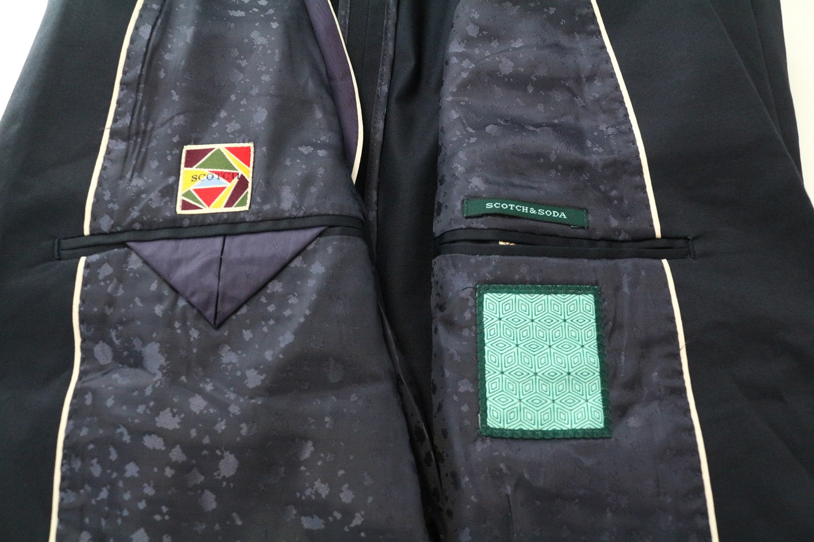 SCOTCH & SODA Ams Couture Men's Blazer L Navy Blue Cotton Stretch Single