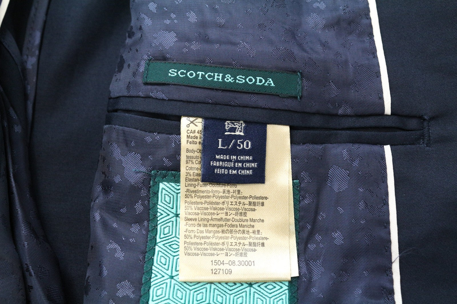 SCOTCH & SODA Ams Couture Men's Blazer L Navy Blue Cotton Stretch Single