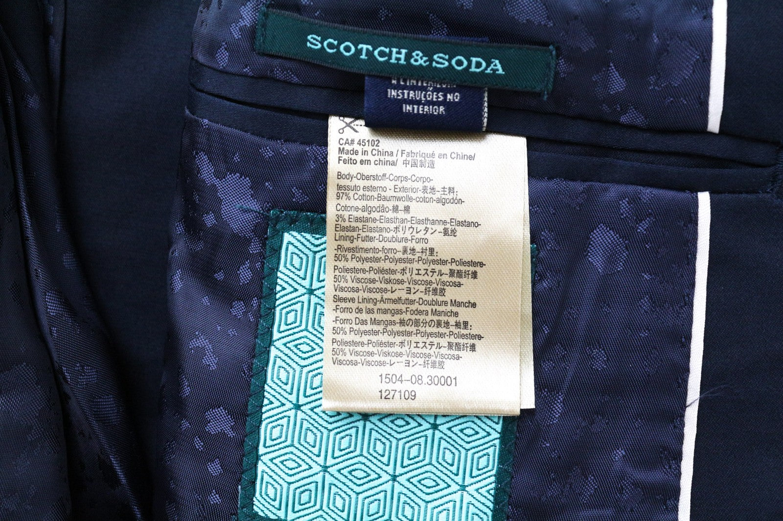 SCOTCH & SODA Ams Couture Men's Blazer L Navy Blue Cotton Stretch Single