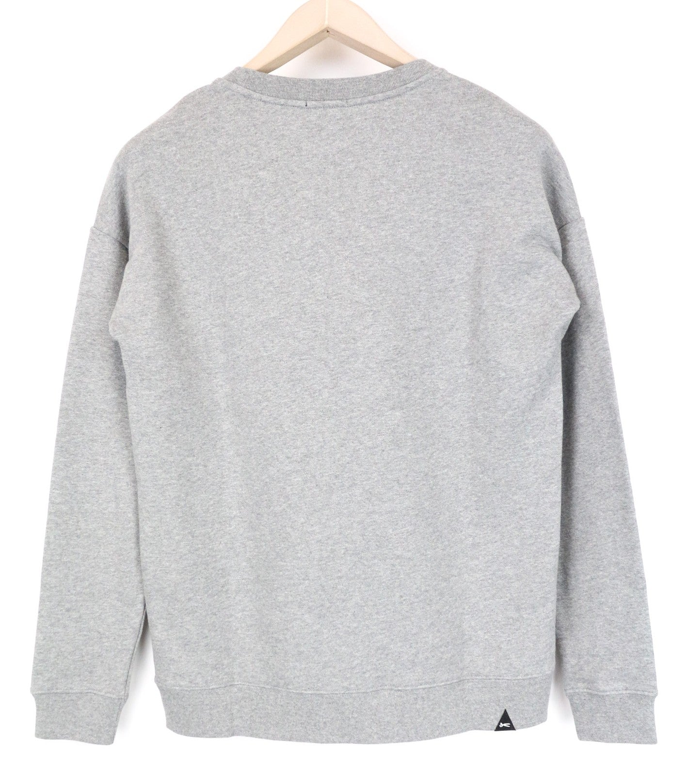 DENHAM vyriškas džemperis su pilku melanžu, apvalia apykakle, XS dydžio 