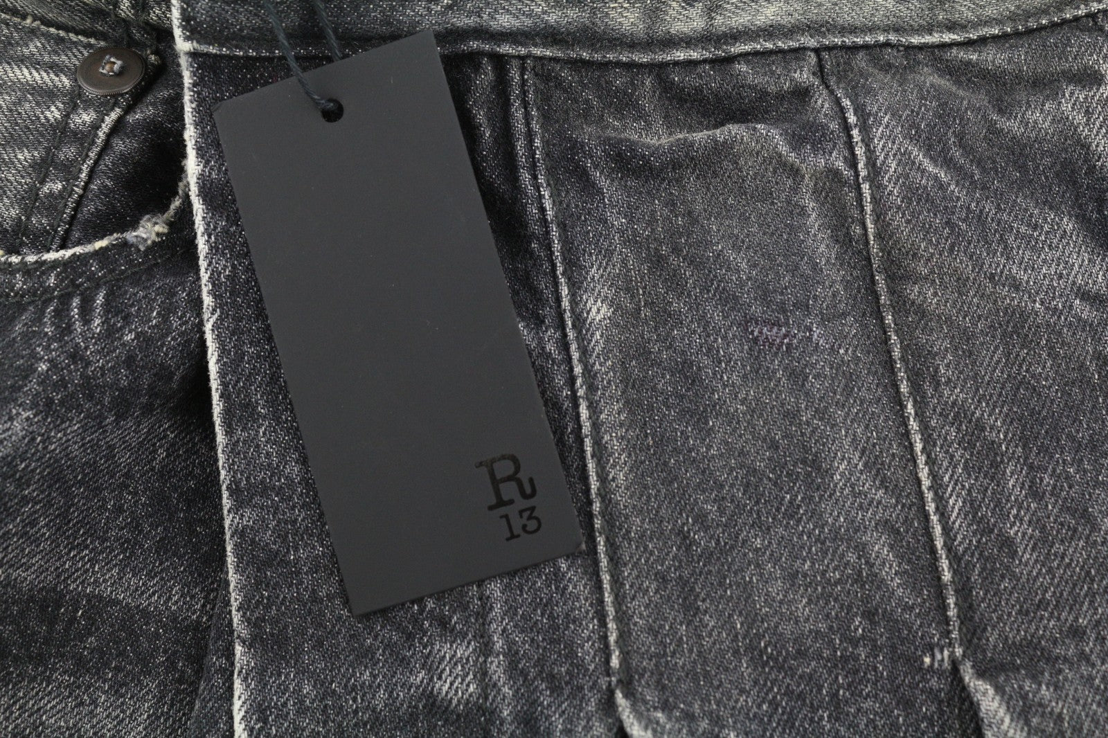 R13 Kilted Damon moteriški džinsai 27 Everit juodas blukintas sijonas aukštu juosmeniu RRP 899 € 