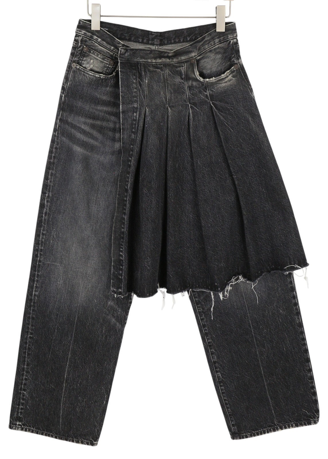 R13 Kilted Damon moteriški džinsai 27 Everit juodas blukintas sijonas aukštu juosmeniu RRP 899 € 