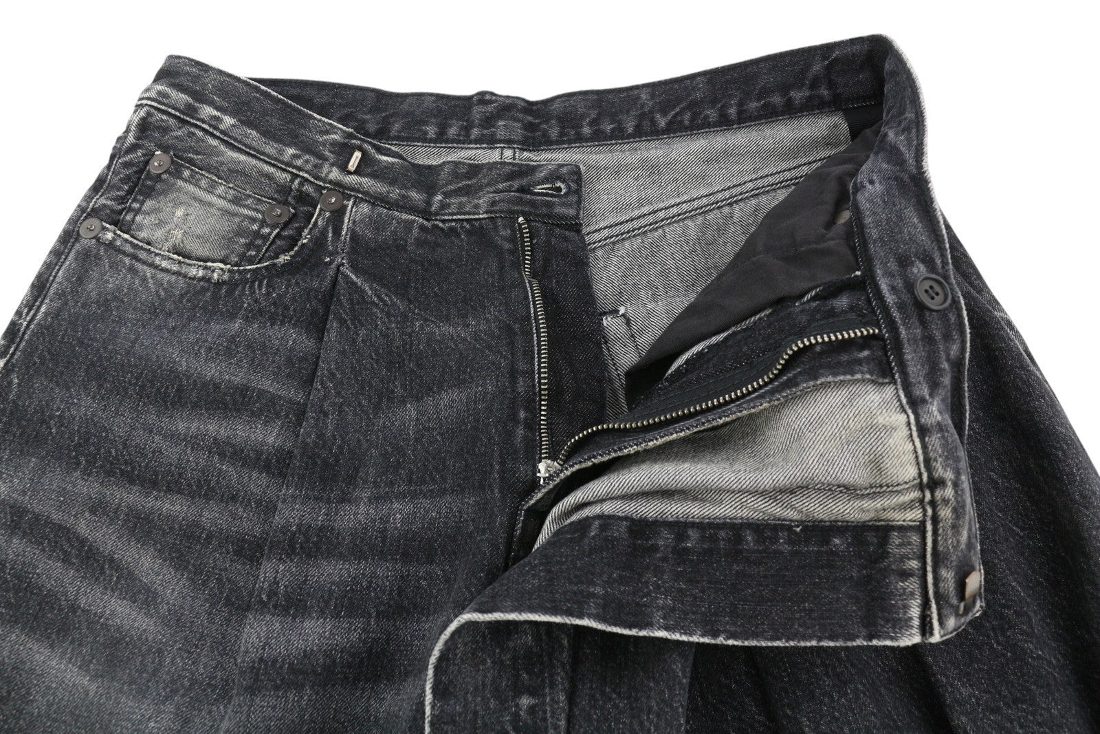 R13 Kilted Damon moteriški džinsai 27 Everit juodas blukintas sijonas aukštu juosmeniu RRP 899 € 