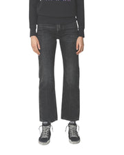 R13 Courtney Slim Women Jeans 27 Everit Black Faded Washed Zip Distress Denim