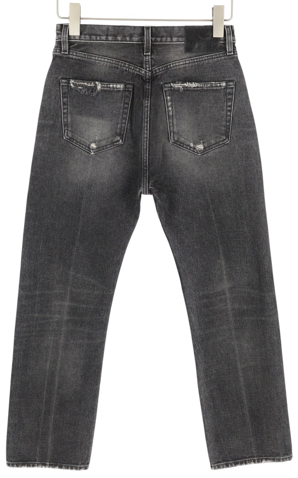 R13 Courtney Slim Women Jeans 27 Everit Black Faded Washed Zip Distress Denim