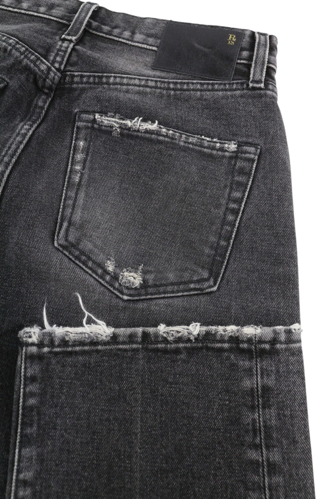 R13 Courtney Slim Women Jeans 27 Everit Black Faded Washed Zip Distress Denim