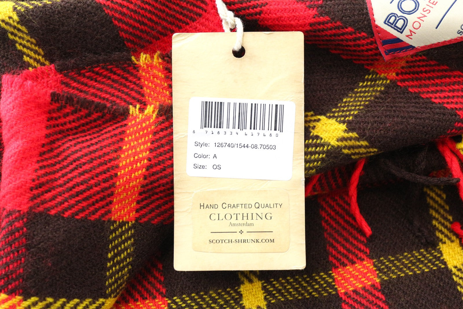 SCOTCH SHRUNK Men's Scarf OS Red Checked Tassel Winter Unisex Accessory