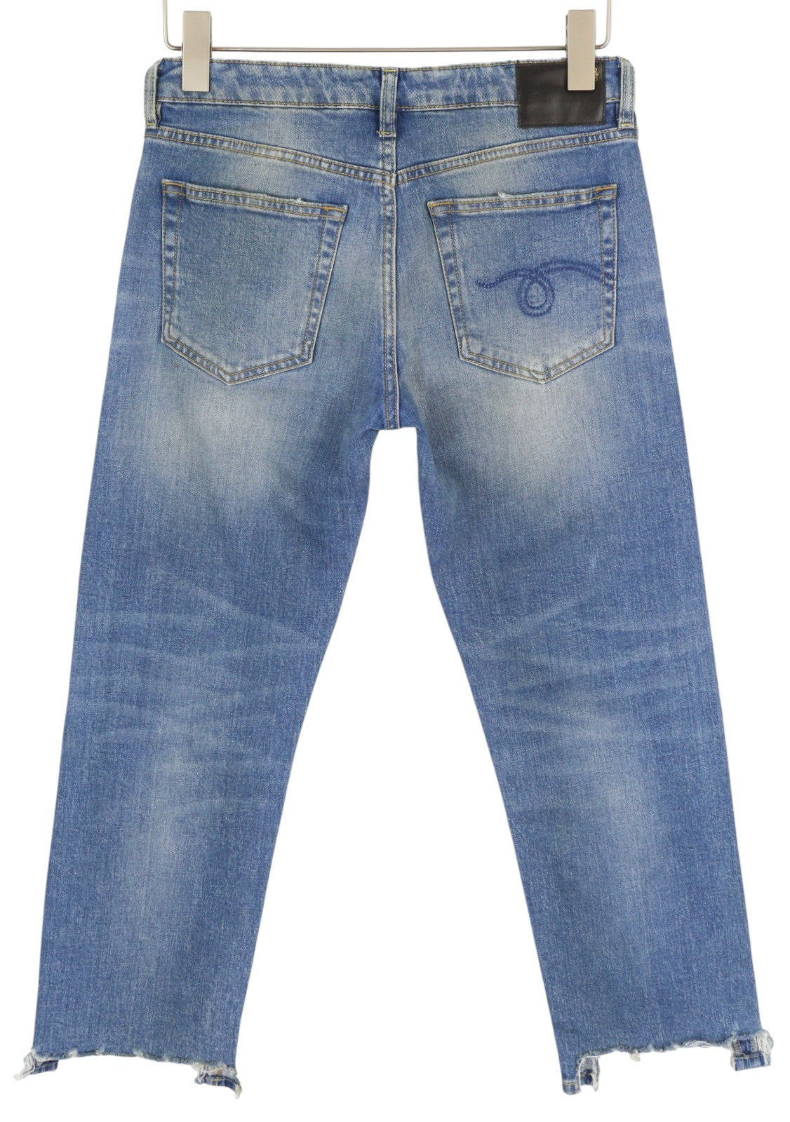 R13 Boy Straight W Rips Women Jeans 27 Jasper Stretch Washed Faded Distress