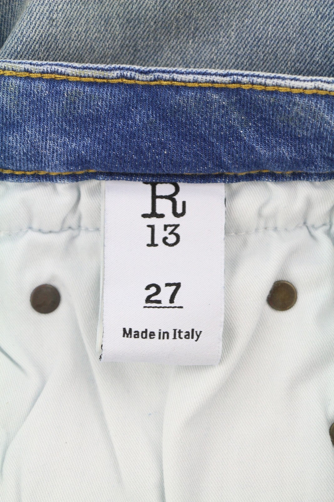 R13 Boy Straight W Rips Women Jeans 27 Jasper Stretch Washed Faded Distress