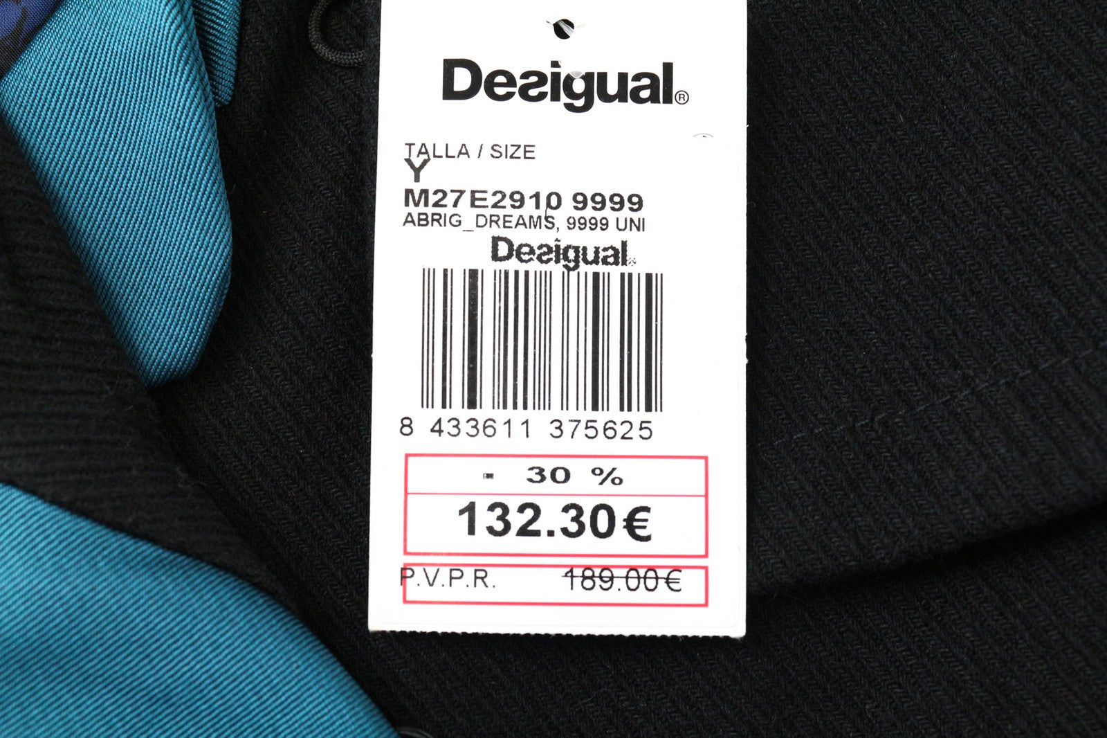 DESIGUAL Dreams moteriškas paltas ~38 juodas su pamušalu, raštuotas, klostuotas, vienos krūtinės 