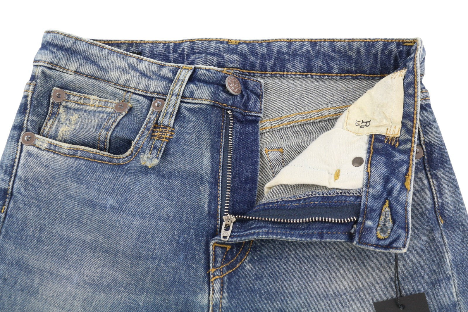 R13 Kick Fit Women Jeans 24 Kelly Stretch Flared Cropped Faded Denim RRP€699