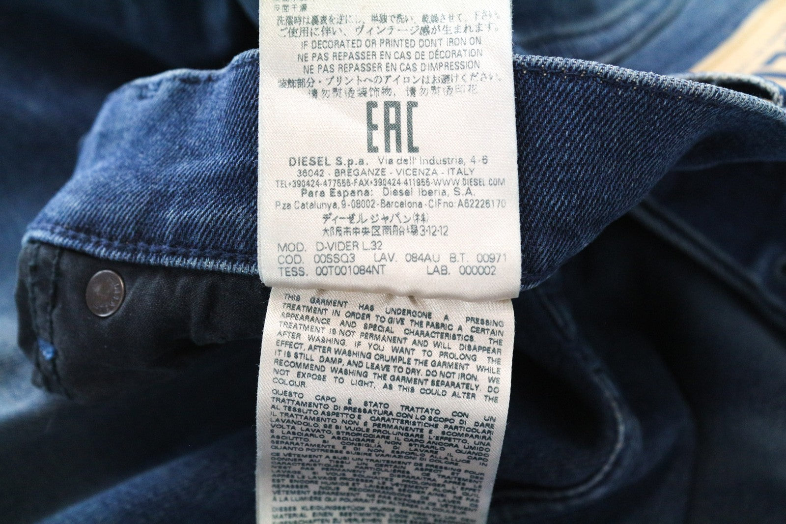 DIESEL D-Vider 084AU vyriški džinsai W28/L32 mėlyni, tamprūs, skalbti