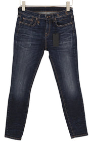 R13 Alison Skinny Women Jeans 27 Howell Indigo W Cut Black Hem Faded Distress