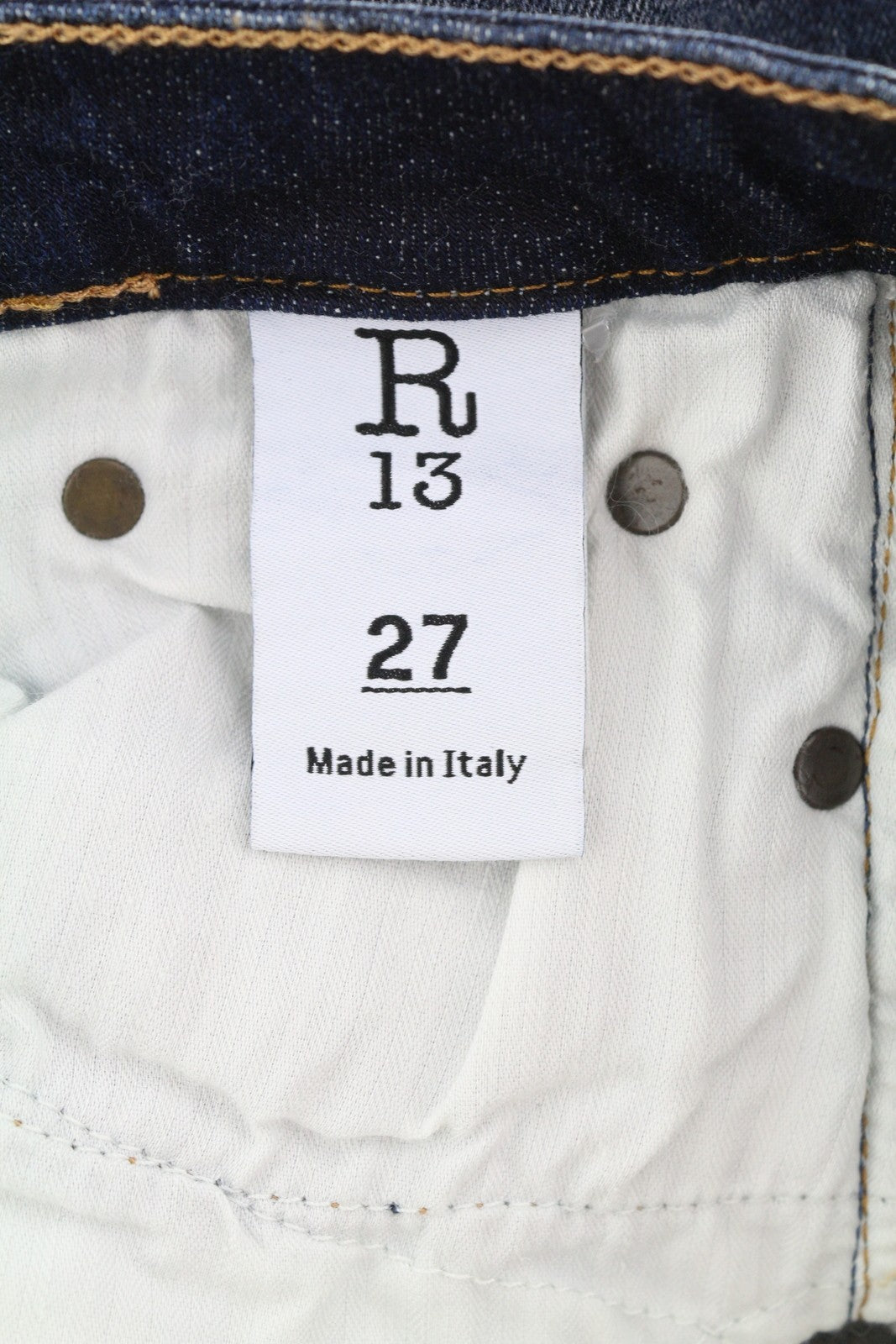 R13 Alison Skinny Women Jeans 27 Howell Indigo W Cut Black Hem Faded Distress