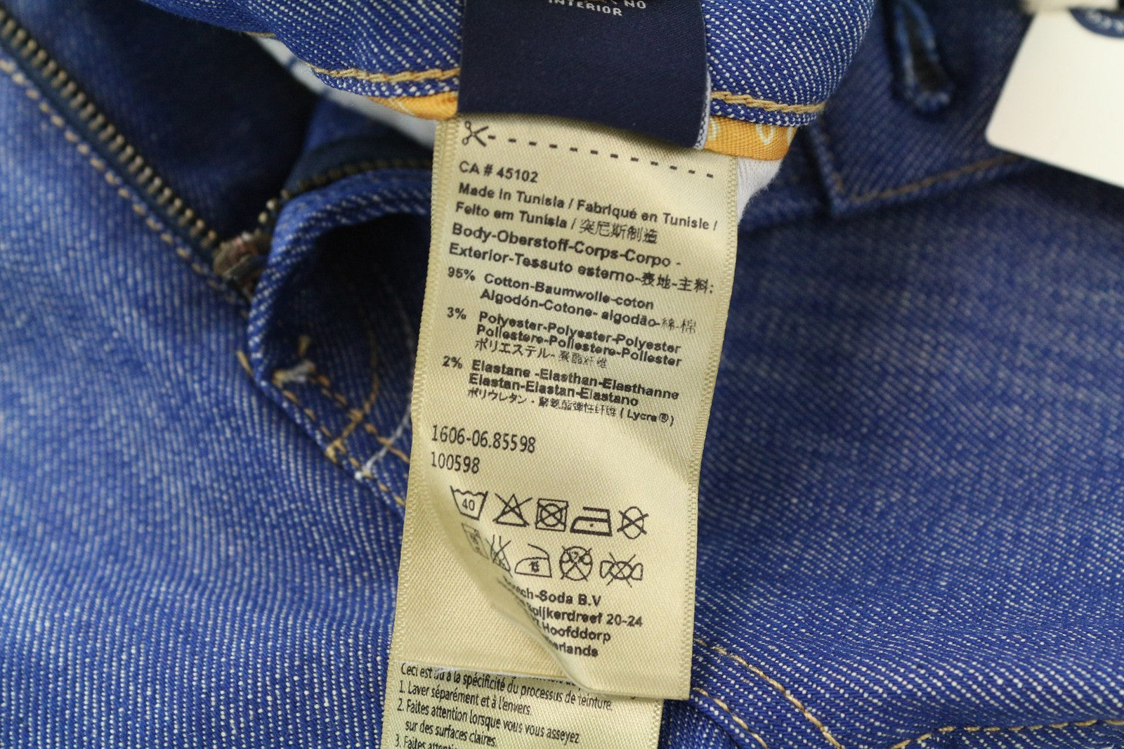 SCOTCH &amp; SODA Skim vyriški džinsai W31/L34 mėlyni, aptempti, tamprūs, laisvalaikio stiliaus medvilniniai džinsai 