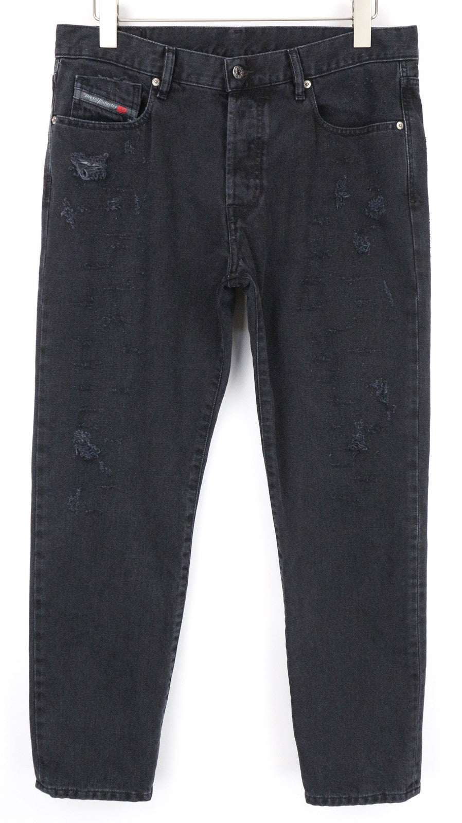 DIESEL Men's Jeans W34/L32 Black Slim Distressed Button Fly Denim Style