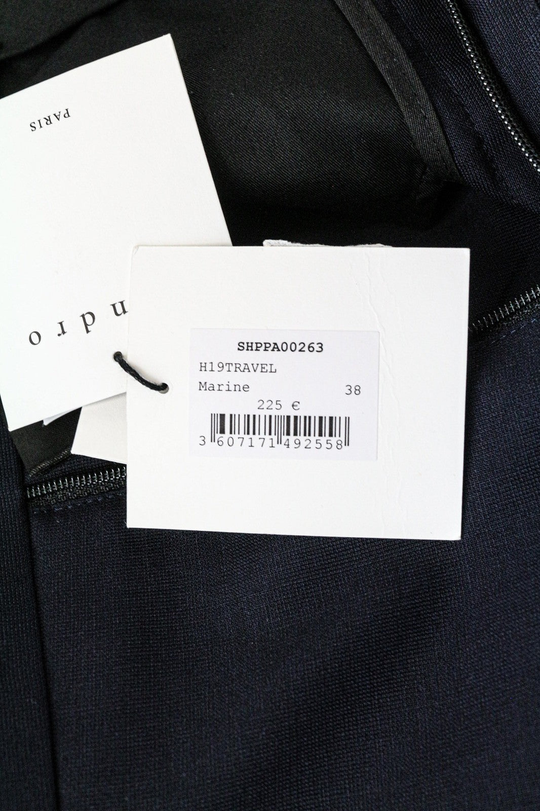 SANDRO Men's Pants EU38 Navy Blue Wool Blend Slim Melange Flat Front Style