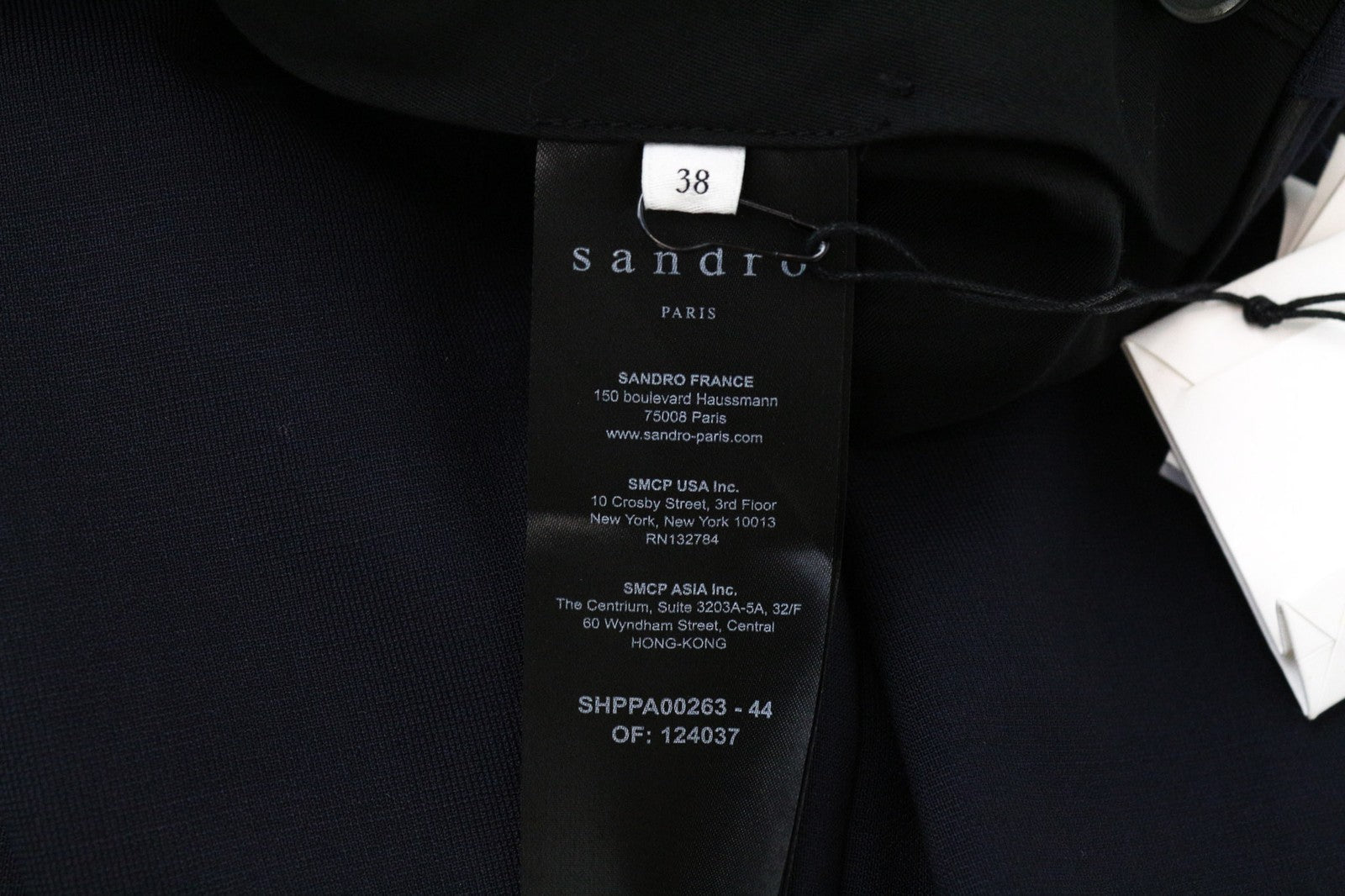 SANDRO Men's Pants EU38 Navy Blue Wool Blend Slim Melange Flat Front Style