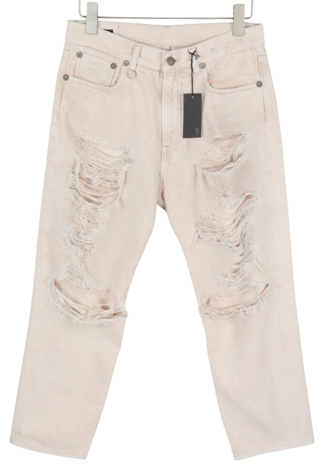 R13 Boyfriend Women Jeans 27 Peyton Pink Distress Ripped Zip Fly Denim RRP€699