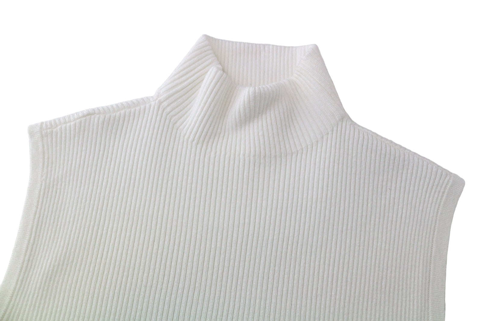 SUISTUDIO Blanca moteriški marškinėliai XS, balti berankoviai briaunoti apvalios iškirptės marškinėliai 