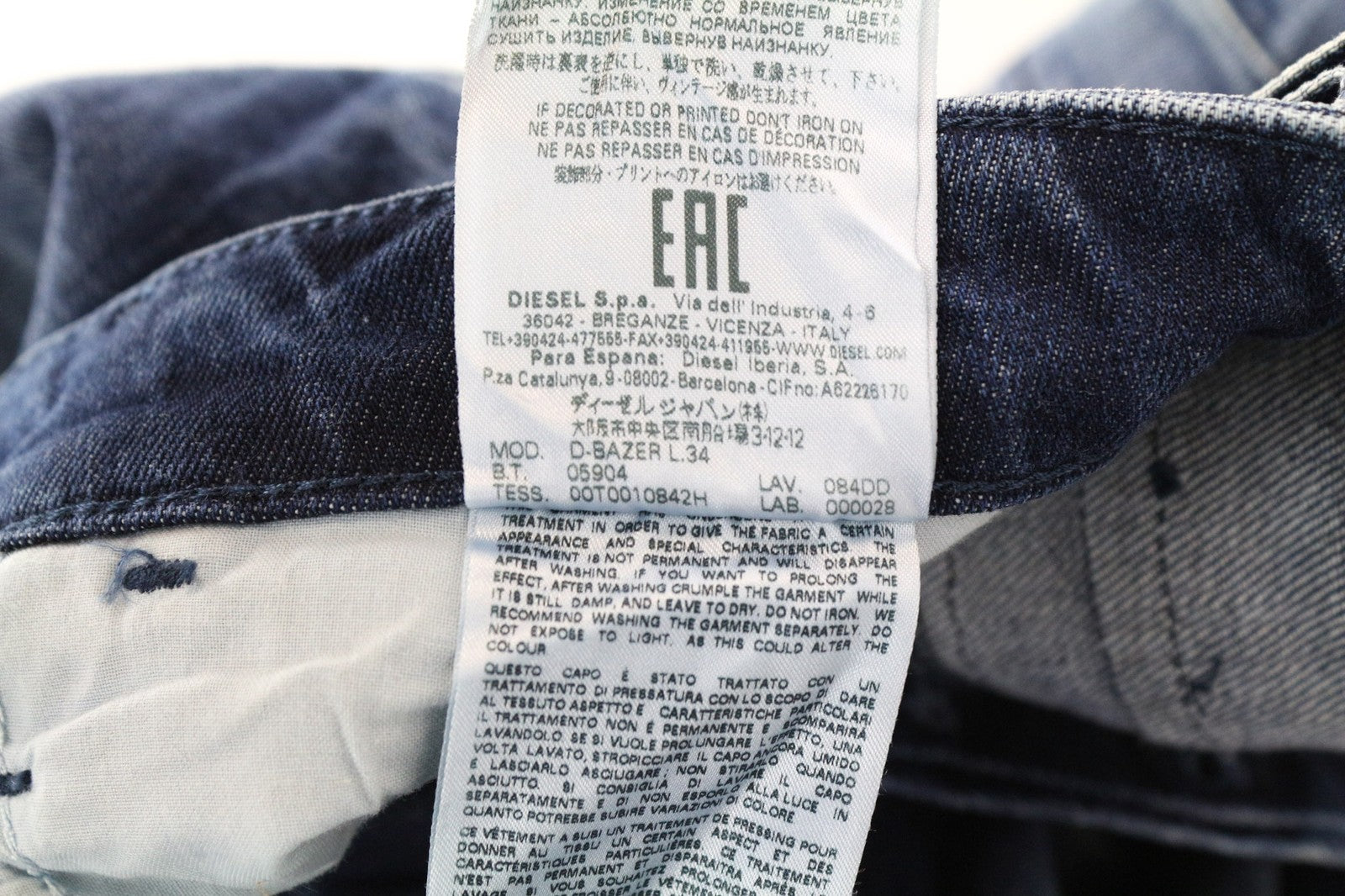 DIESEL D-Bazer 084DD Men's Jeans W29/L34 Distressed Blue Tapered Stretch Fit