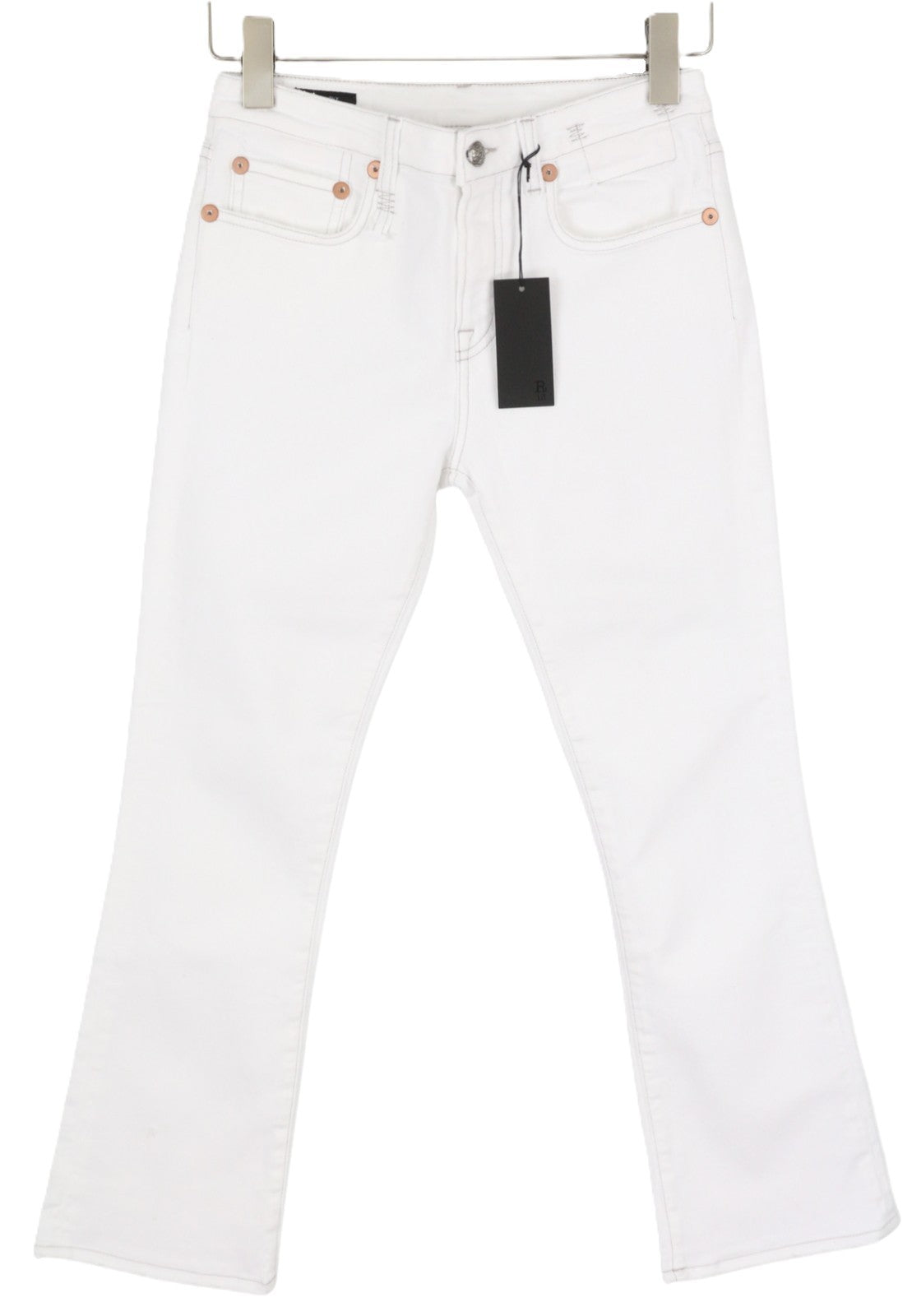 R13 Kick Fit Women Jeans 26 Bale White Flared Cropped Ankle Length Light RRP€499