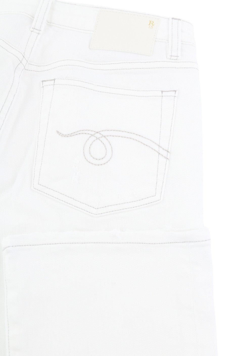 R13 Kick Fit Women Jeans 26 Bale White Flared Cropped Ankle Length Light RRP€499