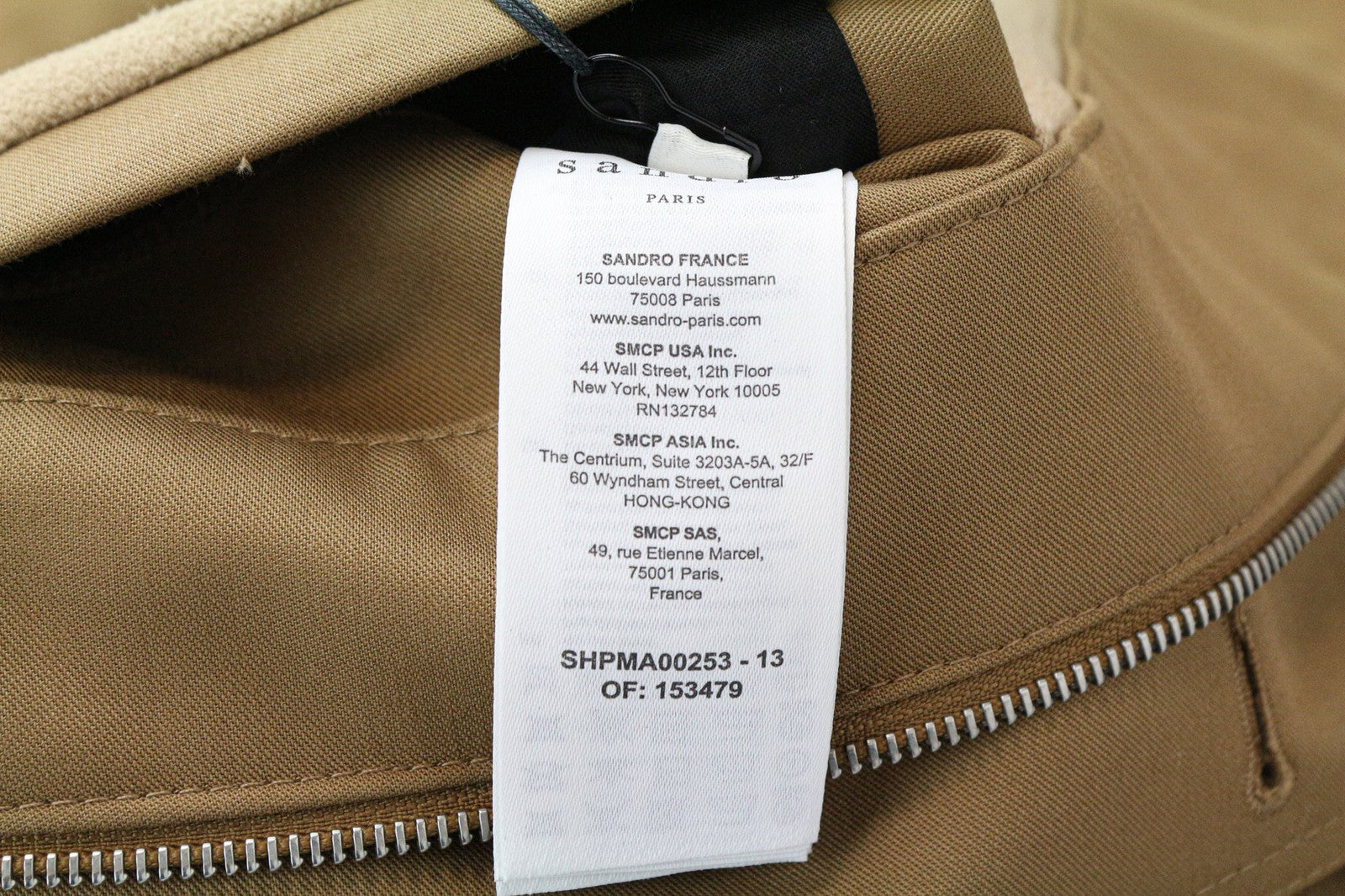 SANDRO vyriška striukė 2XL šviesiai ruda parka su gobtuvu, klasikinė, su užtrauktuku, gryna medvilne 