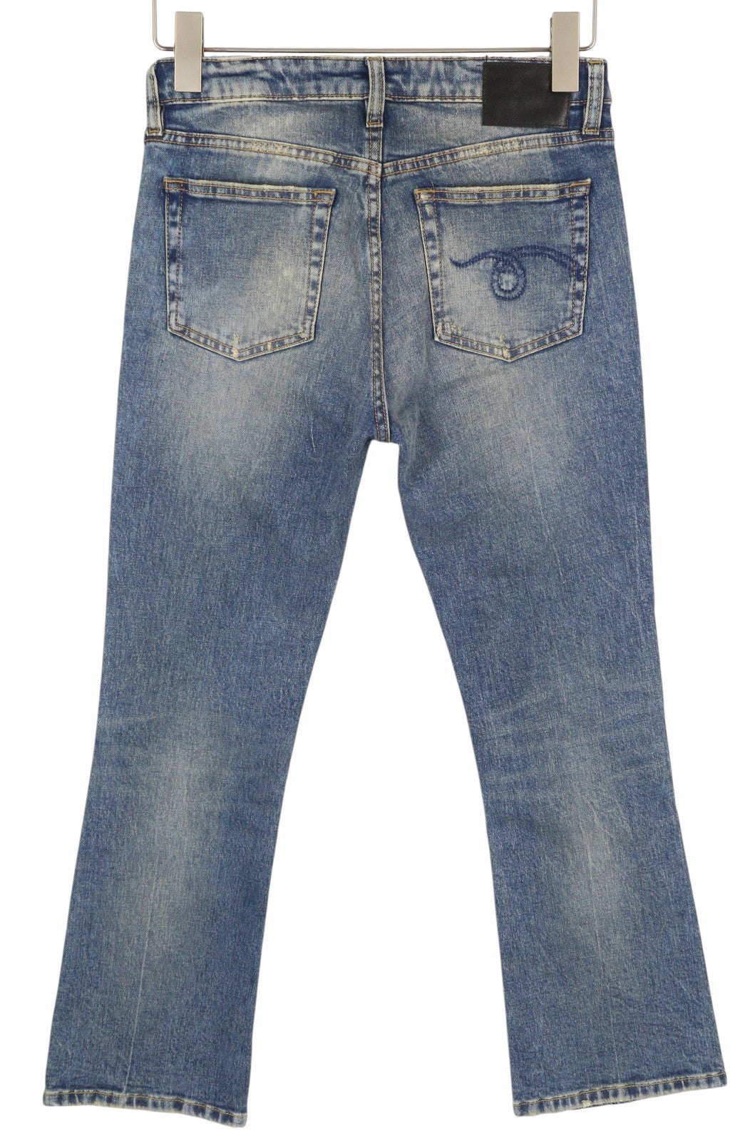 R13 Kick Fit Women Jeans 26 Kelly Stretch Flared Cropped Faded Denim RRP€699