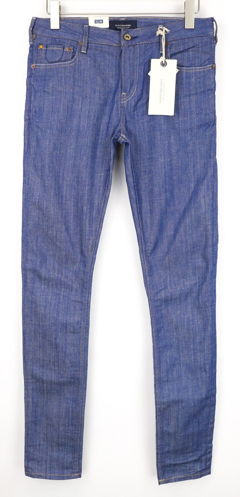 SCOTCH &amp; SODA vyriški skim džinsai W31/L36 vidutinio mėlynumo, aptempti, tamprūs medvilnės mišinio džinsai 