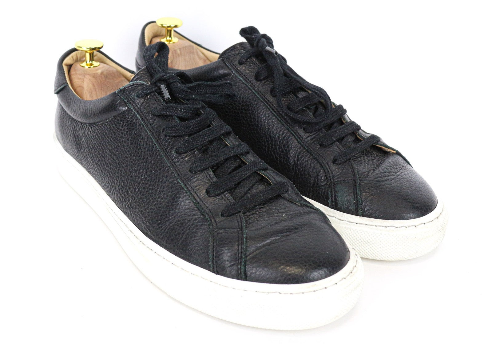 SUITSUPPLY vyriški sportbačiai, juodi, grūdėta oda, suvarstomi laisvalaikio bateliai, EU42 