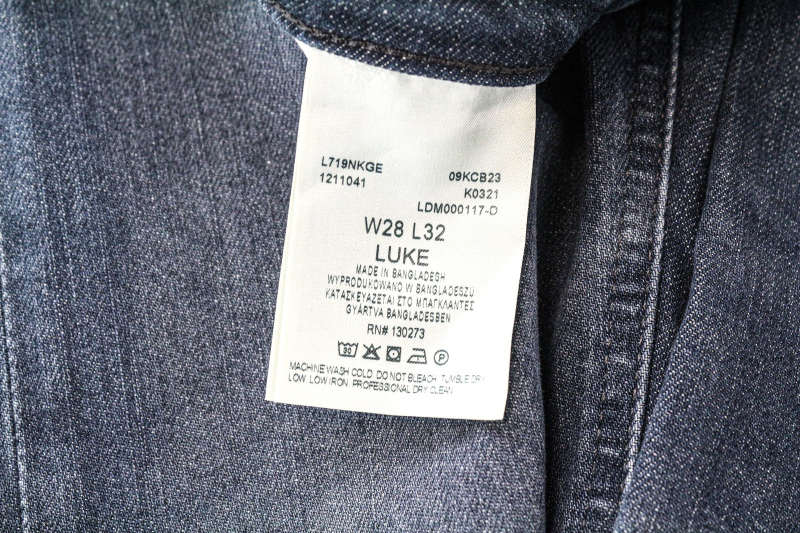 LEE Luke Men's Jeans W28/L32 Dark Blue Slim Tapered Stretch Fit Faded Zip Fly