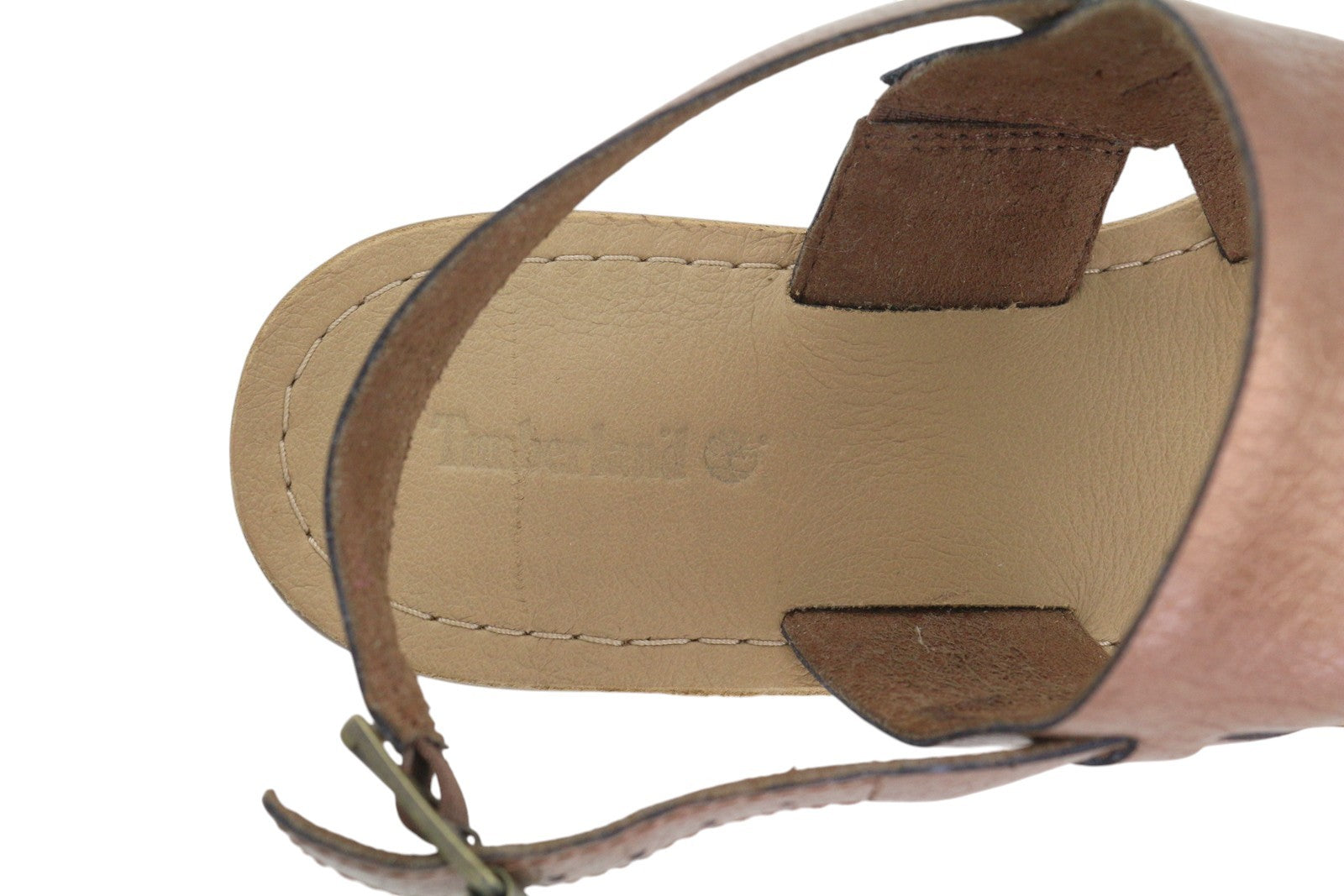TIMBERLAND A1A8Y Women Sandals EU38/38.5 Brown Leather Flats Buckle Closure