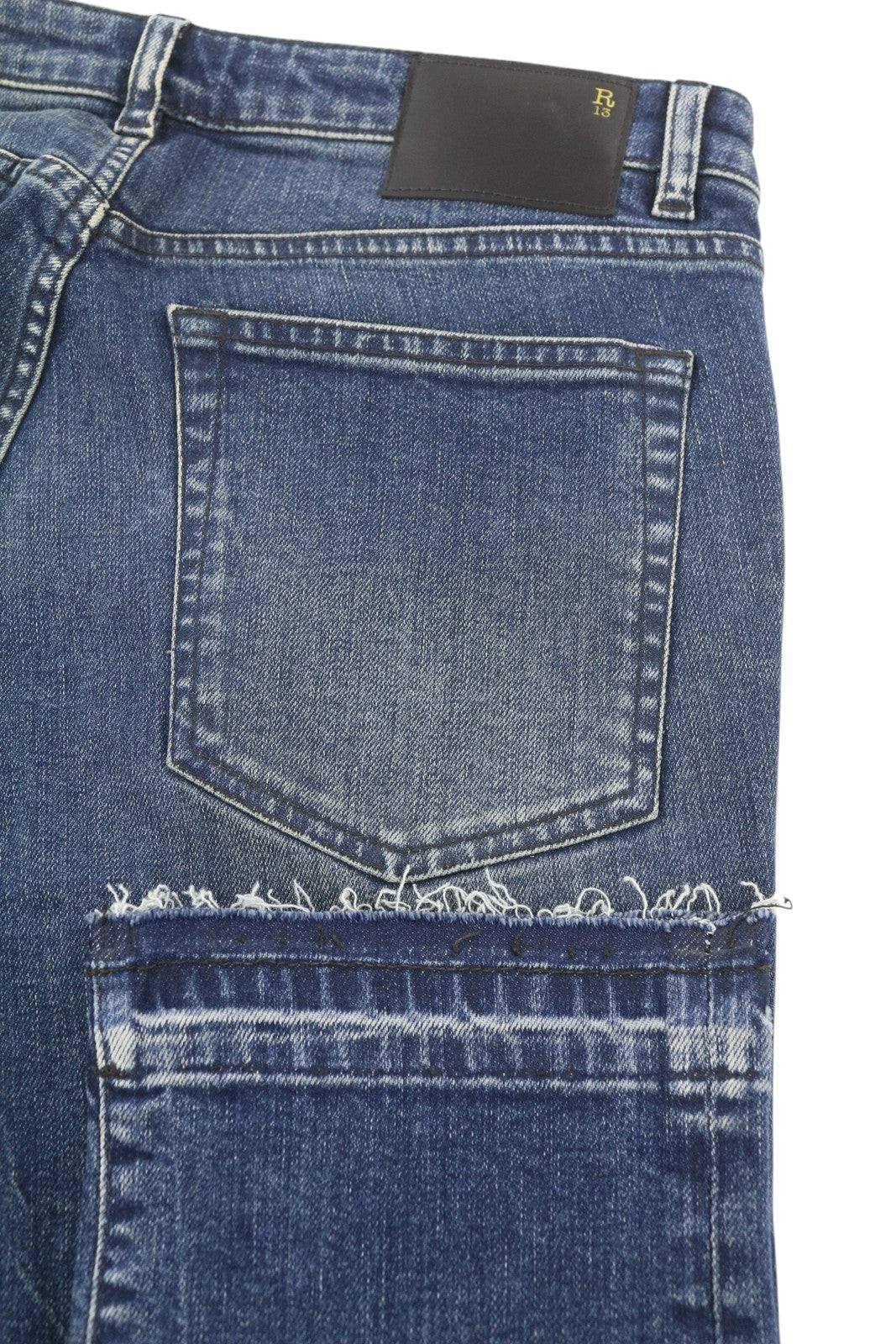 R13 Kate Skinny Let Down Hem Cuff Women Jeans 27 Kinsley Stretch Tex Faded Blue