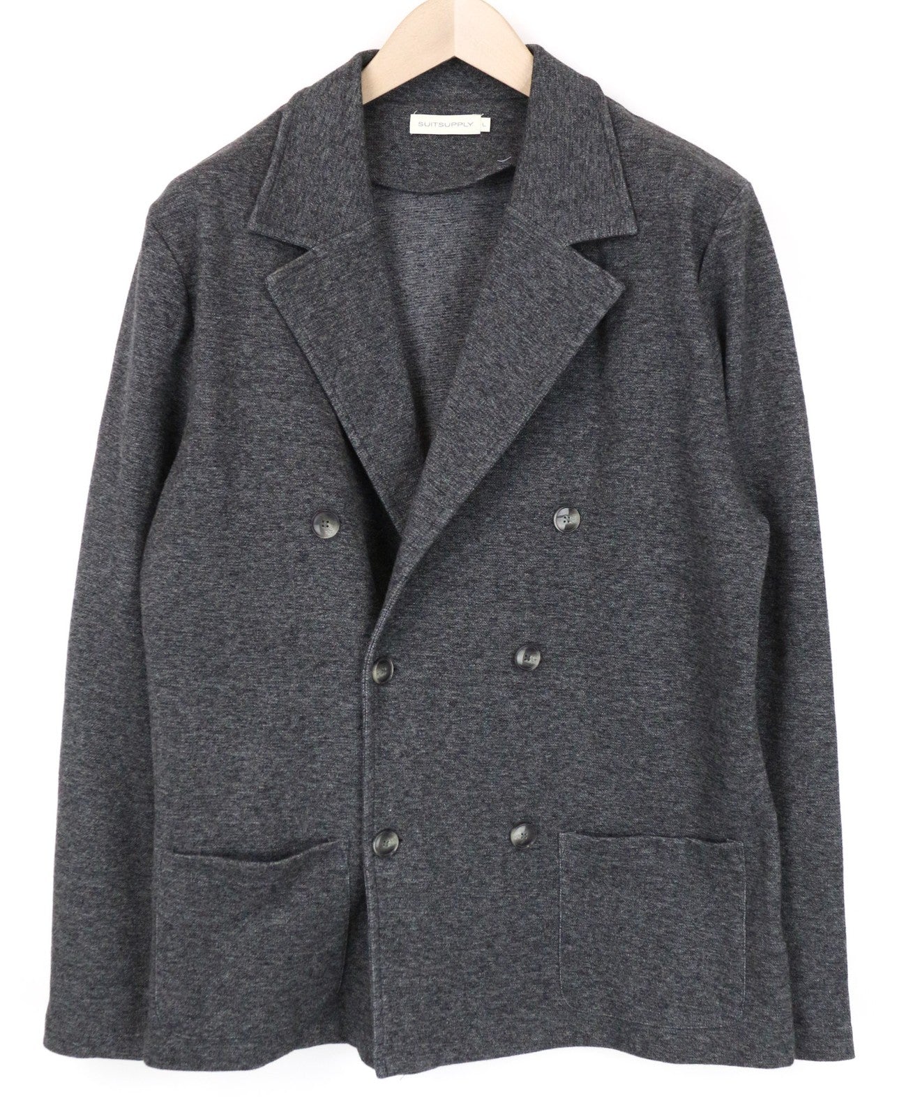 SUITSUPPLY vyriška striukė L, pilka, plona, ​​dvieilė, medvilninio mišinio, melanžo spalvos, be pamušalo 