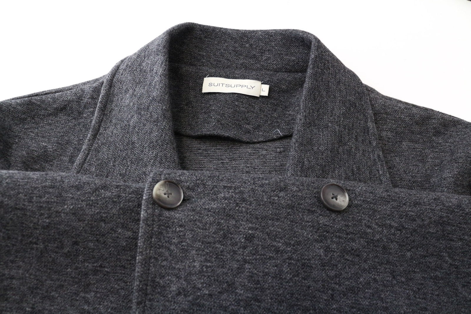 SUITSUPPLY vyriška striukė L, pilka, plona, ​​dvieilė, medvilninio mišinio, melanžo spalvos, be pamušalo 