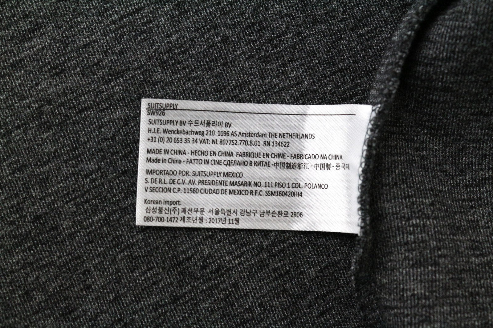 SUITSUPPLY vyriška striukė L, pilka, plona, ​​dvieilė, medvilninio mišinio, melanžo spalvos, be pamušalo 