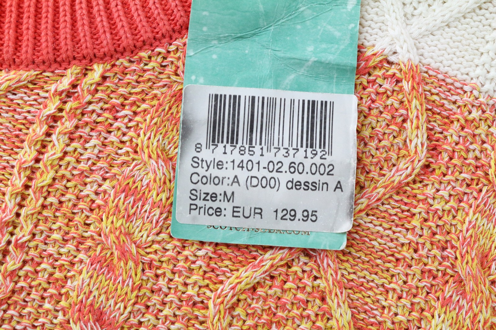 SCOTCH &amp; SODA Ams Couture vyriškas megztinis M oranžinis medvilninis dryžuotas megztinis 