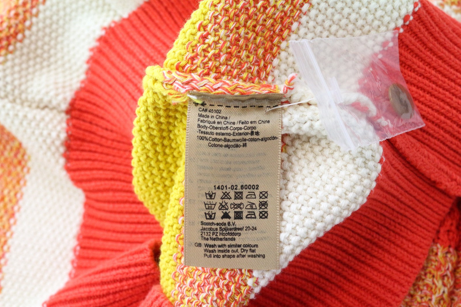 SCOTCH &amp; SODA Ams Couture vyriškas megztinis M oranžinis medvilninis dryžuotas megztinis 