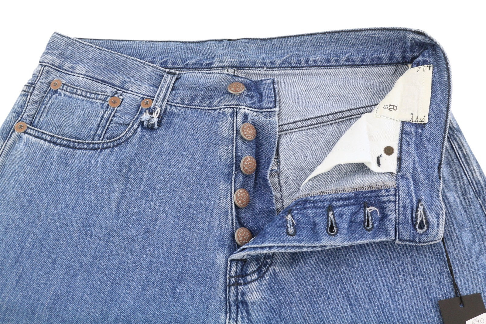 R13 Izzy Drop moteriški džinsai, 27 Tony Wash išblukęs sagų užsegimas, penkios kišenės su logotipu 