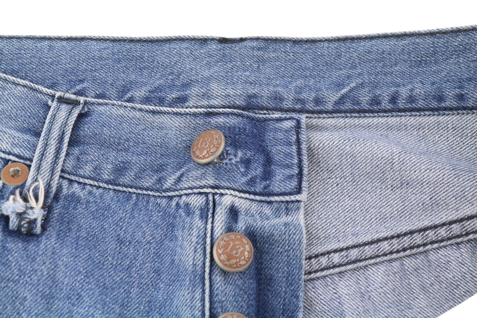 R13 Izzy Drop moteriški džinsai, 27 Tony Wash išblukęs sagų užsegimas, penkios kišenės su logotipu 
