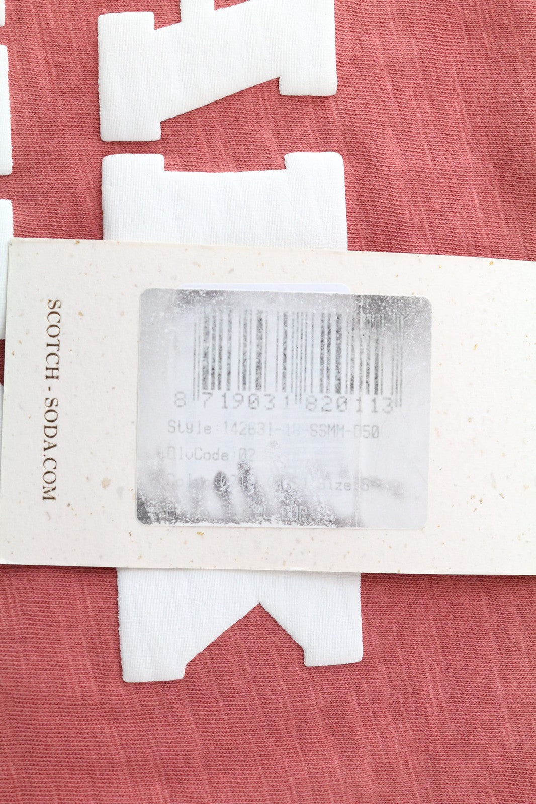 SCOTCH & SODA Men's T-Shirt S Red Melange Graphic 3/4 Sleeve Cotton Crew Neck