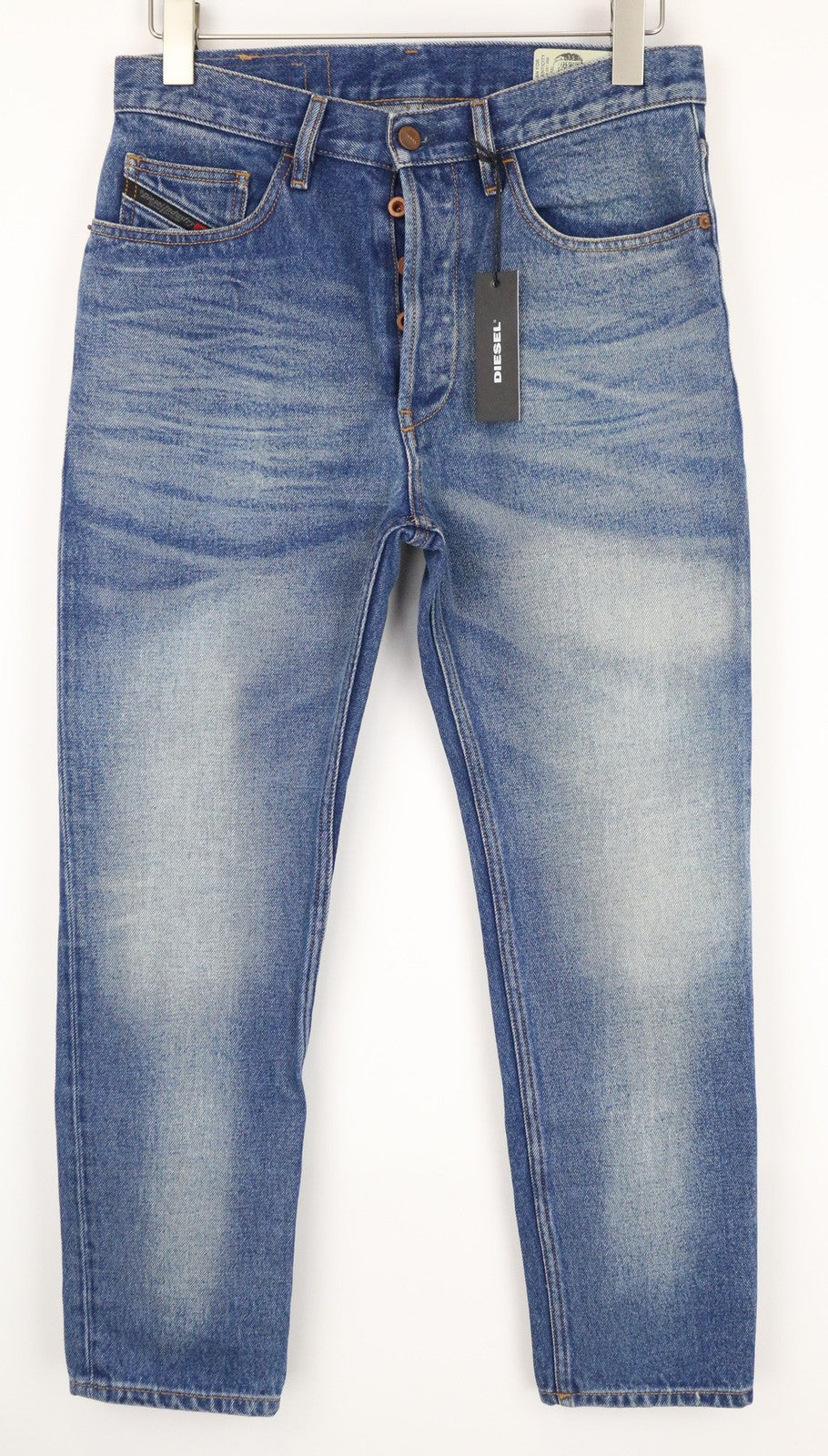 DIESEL D-Aygle 0076Y vyriški džinsai W29/L32 mėlyni, siaurėjantys, netempiami, su sagomis 