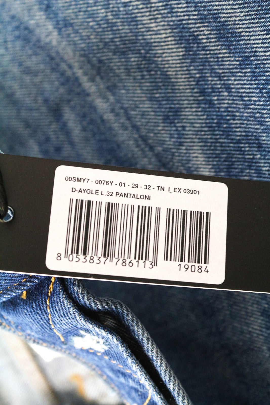 DIESEL D-Aygle 0076Y vyriški džinsai W29/L32 mėlyni, siaurėjantys, netempiami, su sagomis 