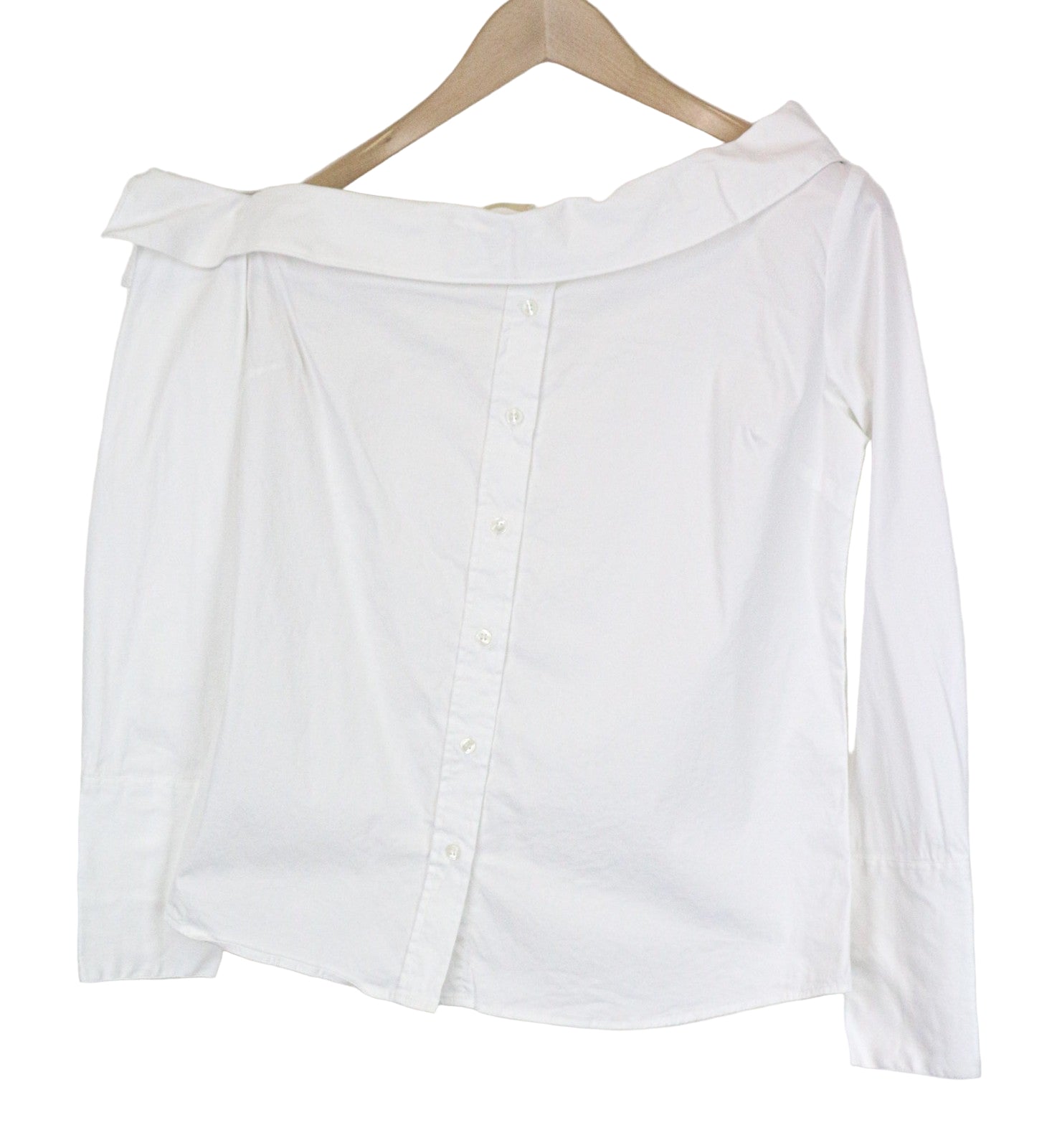 SUISTUDIO Bob moteriški marškinėliai, UK12, balti, ploni, klasikiniai, su atvirais pečiais. 