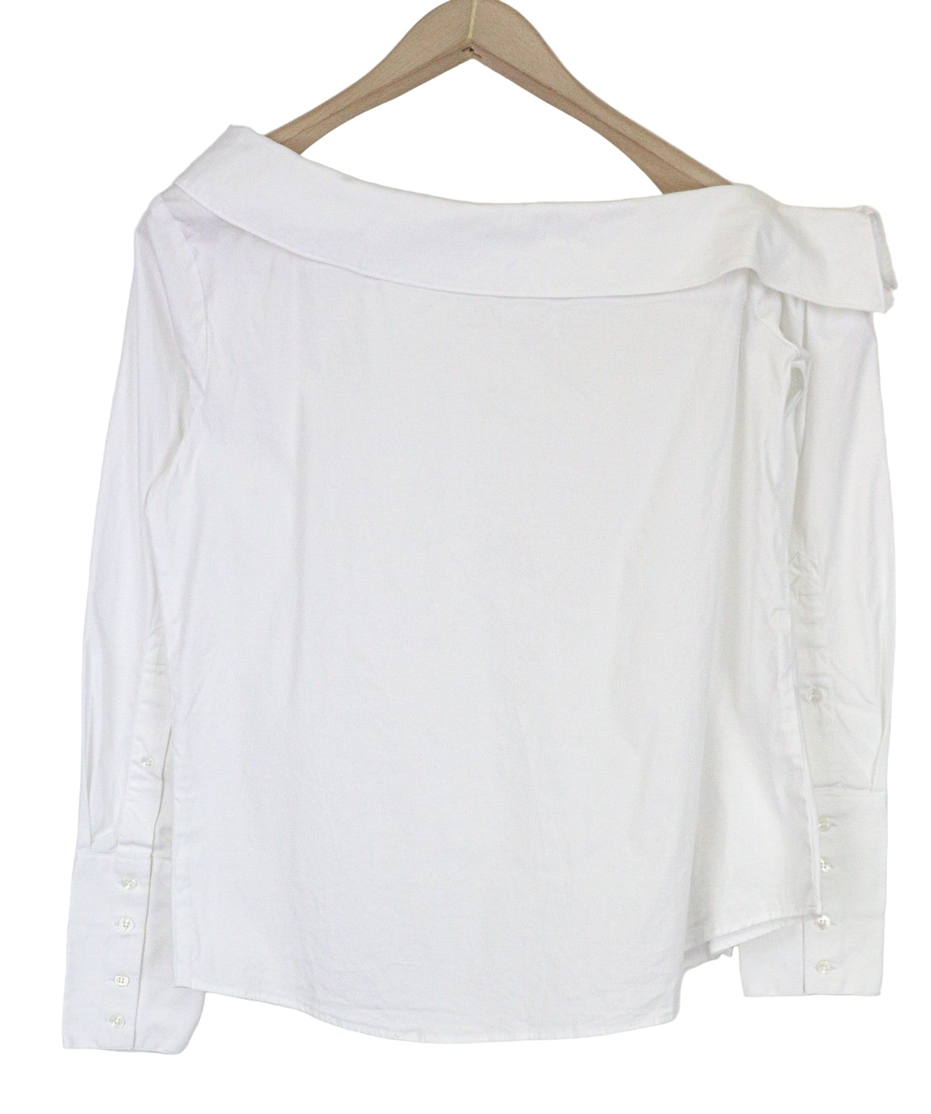 SUISTUDIO Bob moteriški marškinėliai, UK12, balti, ploni, klasikiniai, su atvirais pečiais. 