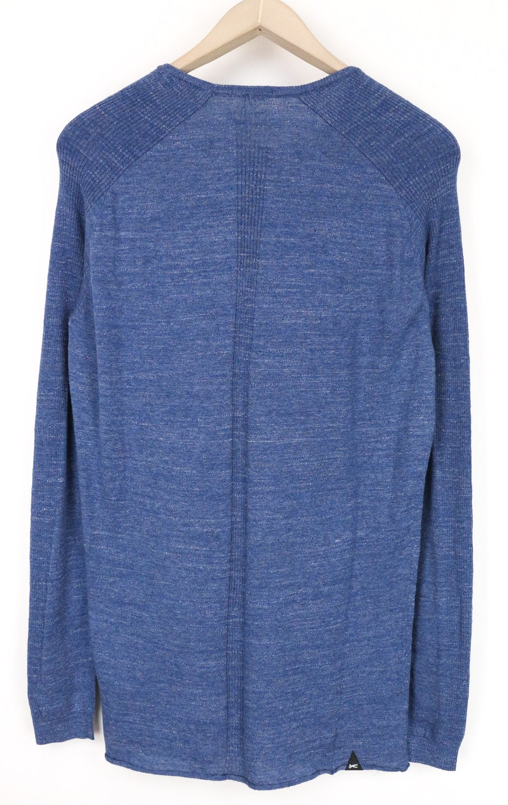 DENHAM Carver vyriškas džemperis su mėlyna medvilnės mišinio palaidine ilgomis rankovėmis, laisvalaikio stiliaus 