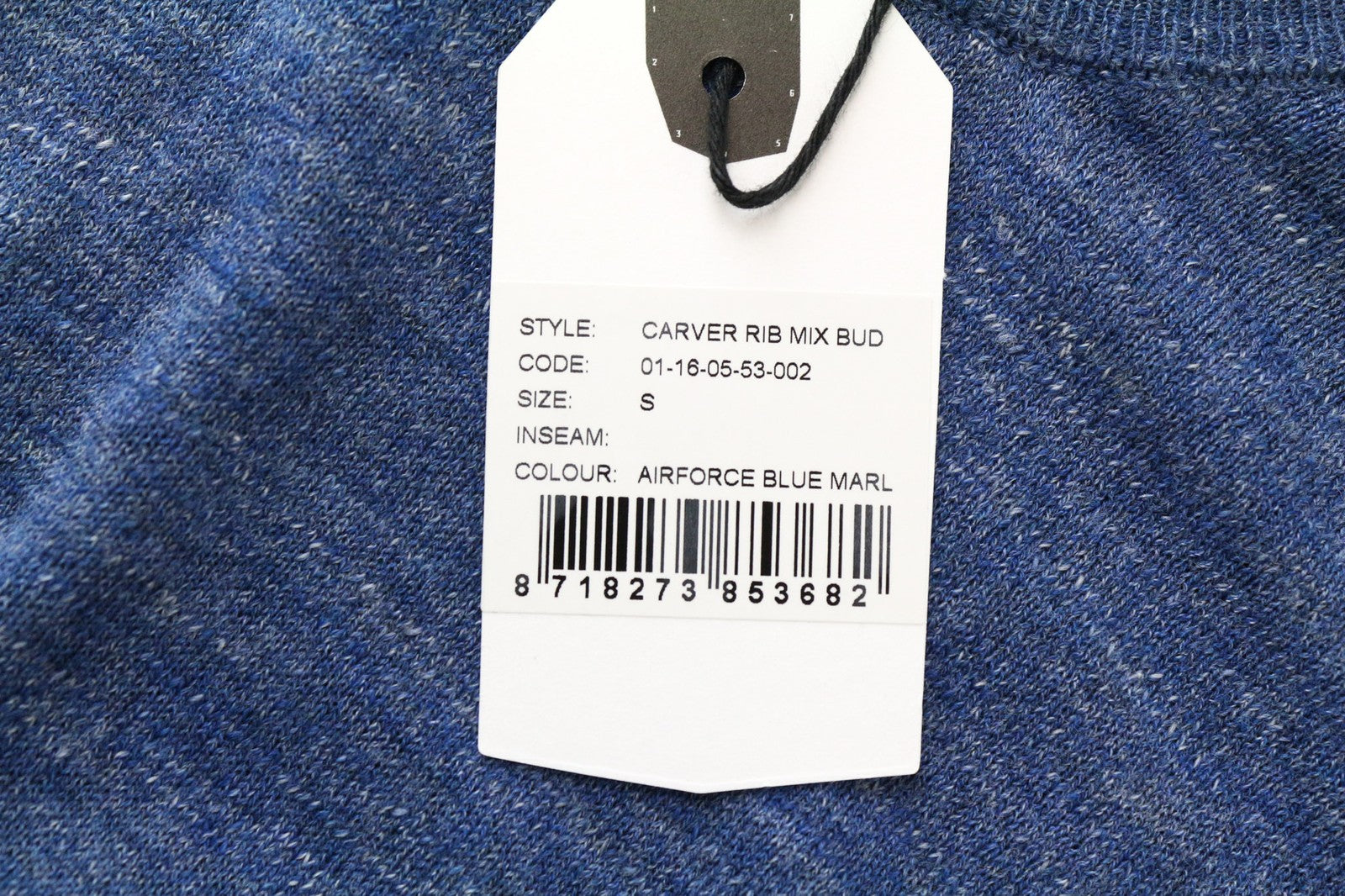 DENHAM Carver vyriškas džemperis su mėlyna medvilnės mišinio palaidine ilgomis rankovėmis, laisvalaikio stiliaus 